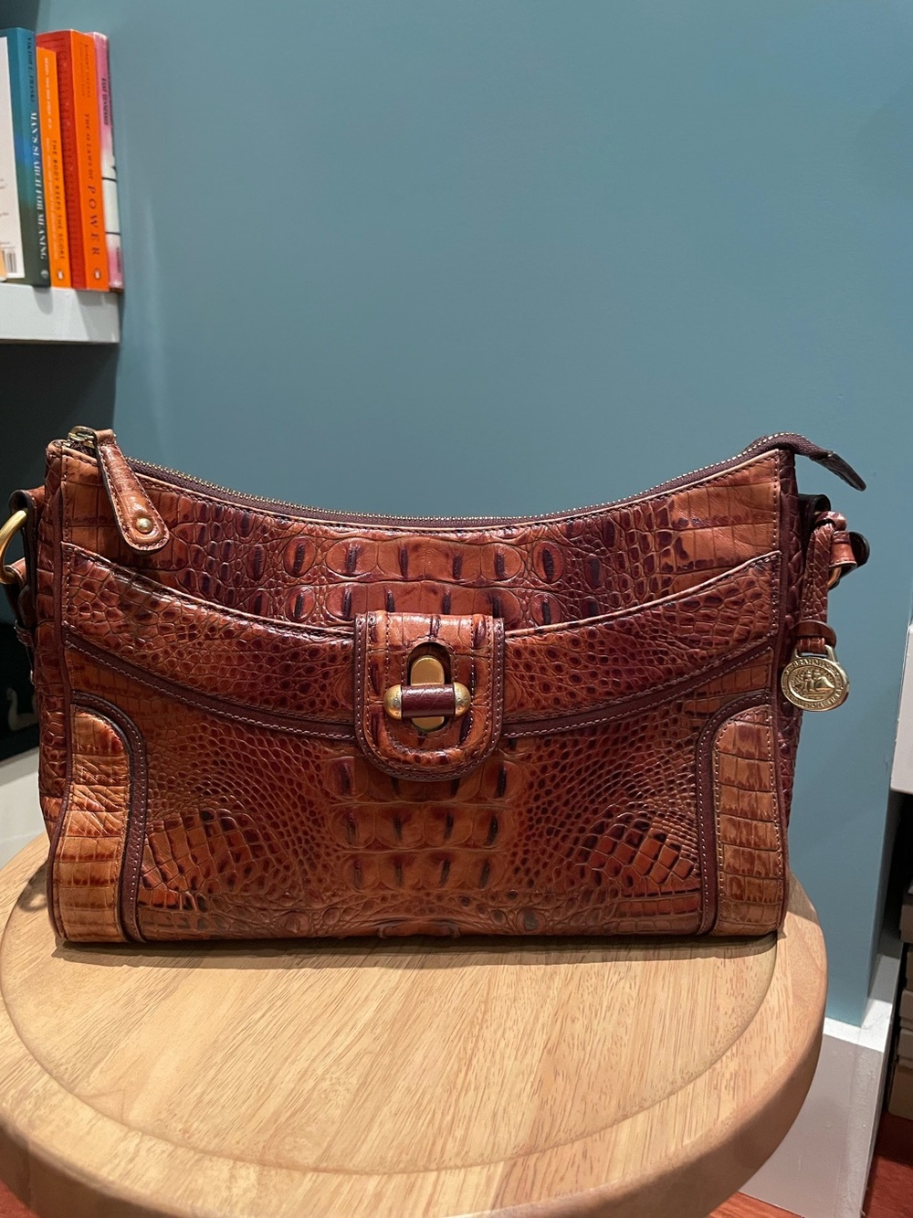 Brahmin Melbourne Croc-Embossed Leather Saddle Bag